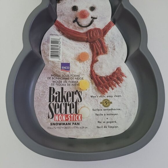 Ekco Snowman Cake Pan Non Stick Bakers Secret Vintage Metal Holiday Winter Mold - Picture 8 of 9